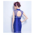 Elegant Stand Collar Royal Blue Robe de soirée Brodée Flower Traditional Chinese Style Party Gown